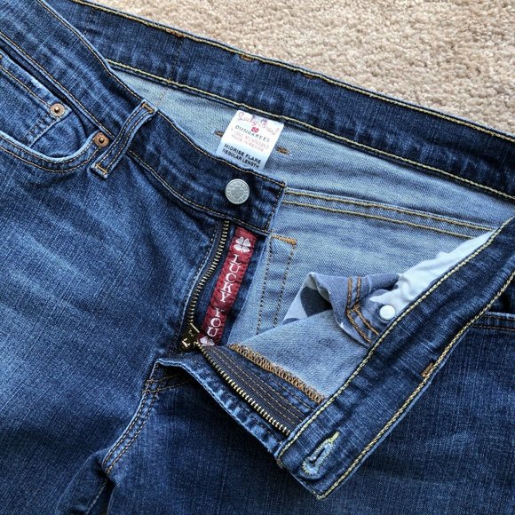 Lucky Brand Womens Mid Rise Flared Jeans, Size 32 x 32, Darker Blue, Stretch - Picture 5 of 12